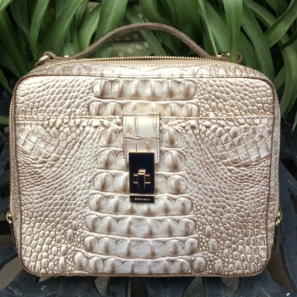 Brahmin Handbags - Brahmin Womens Leather Handbag  Tan Size-9" x 8" x 3".
